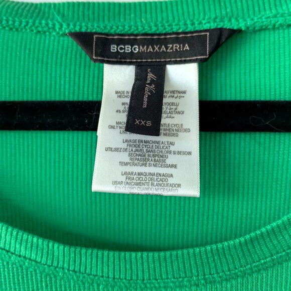BCBGMAXAZRIA Green Ribbed Fitted Tee Dress (XXS) - Picture 3 of 4